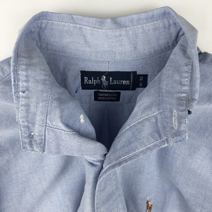 Ralph Lauren YARMOUTH long sleeve button down shirt, men's size L cotton Blue type light blue Vintage Second Hand