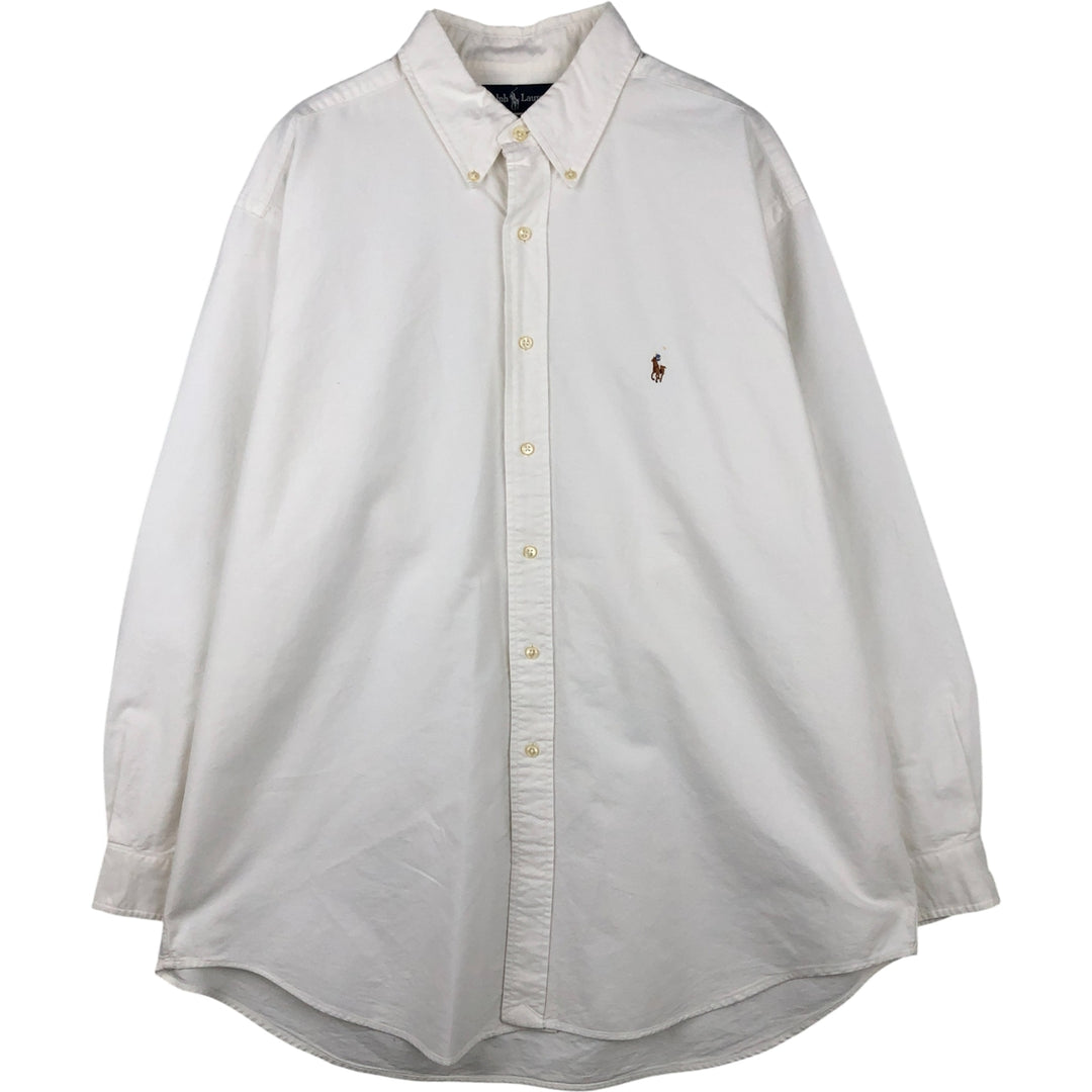 Ralph Lauren YARMOUTH long sleeve button down shirt, men's XL size cotton pale white type Vintage Second Hand