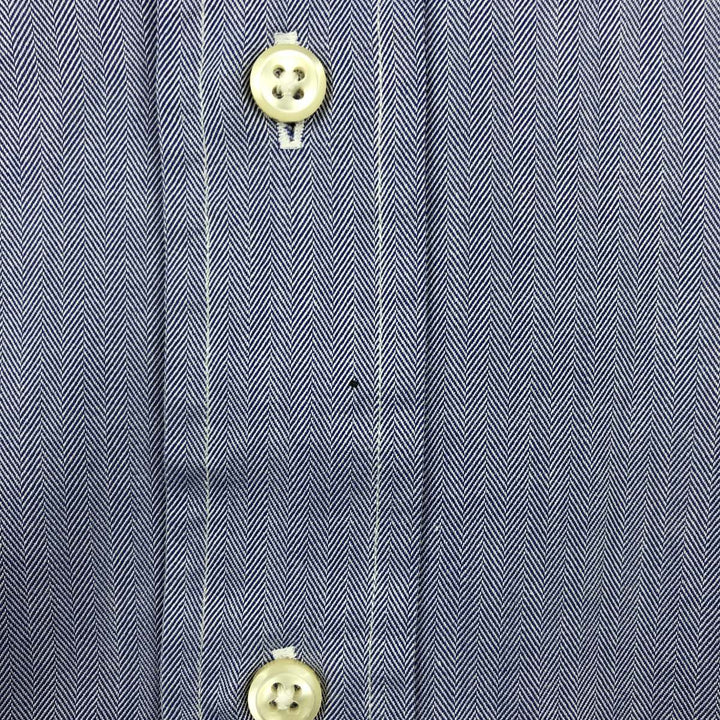 Ralph Lauren POLO by Ralph Lauren ANDREW herringbone long-sleeved cotton shirt, men's size L cotton Blue type light blue Vintage Second Hand