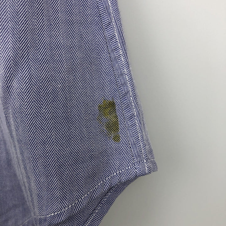 Ralph Lauren POLO by Ralph Lauren ANDREW herringbone long-sleeved cotton shirt, men's size L cotton Blue type light blue Vintage Second Hand