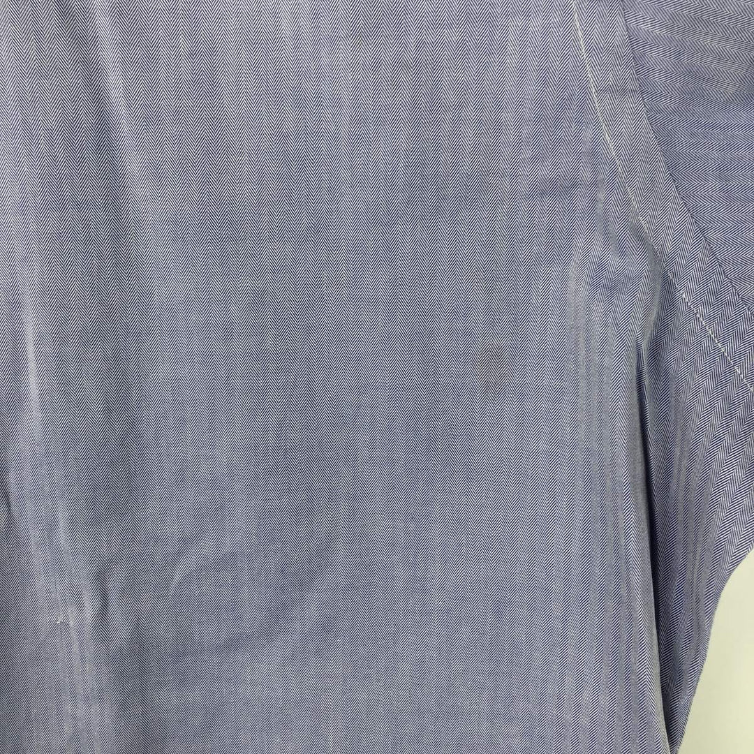 Ralph Lauren POLO by Ralph Lauren ANDREW herringbone long-sleeved cotton shirt, men's size L cotton Blue type light blue Vintage Second Hand
