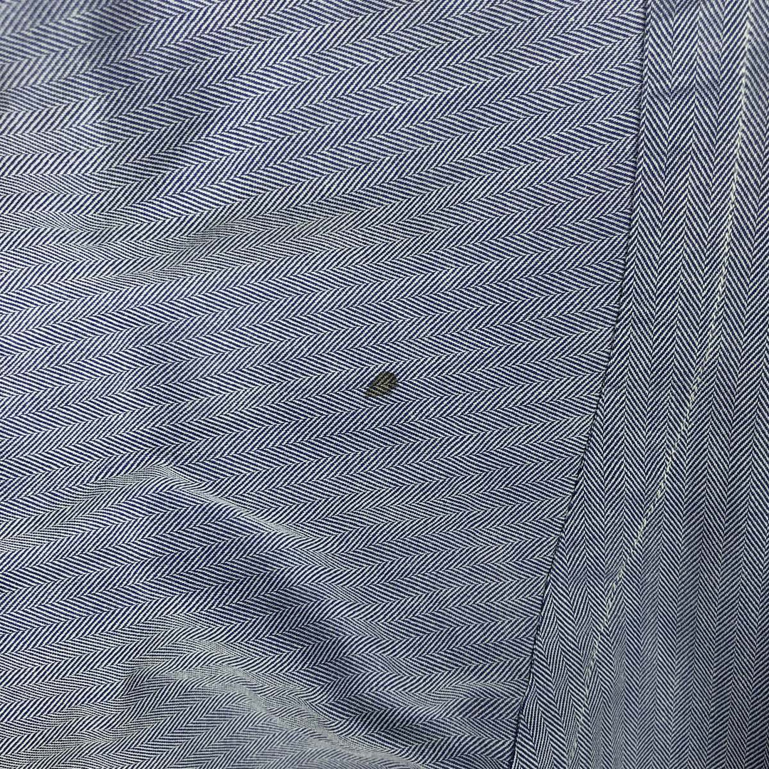 Ralph Lauren POLO by Ralph Lauren ANDREW herringbone long-sleeved cotton shirt, men's size L cotton Blue type light blue Vintage Second Hand