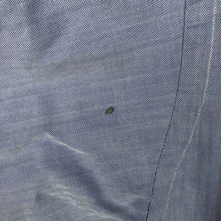 Ralph Lauren POLO by Ralph Lauren ANDREW herringbone long-sleeved cotton shirt, men's size L cotton Blue type light blue Vintage Second Hand