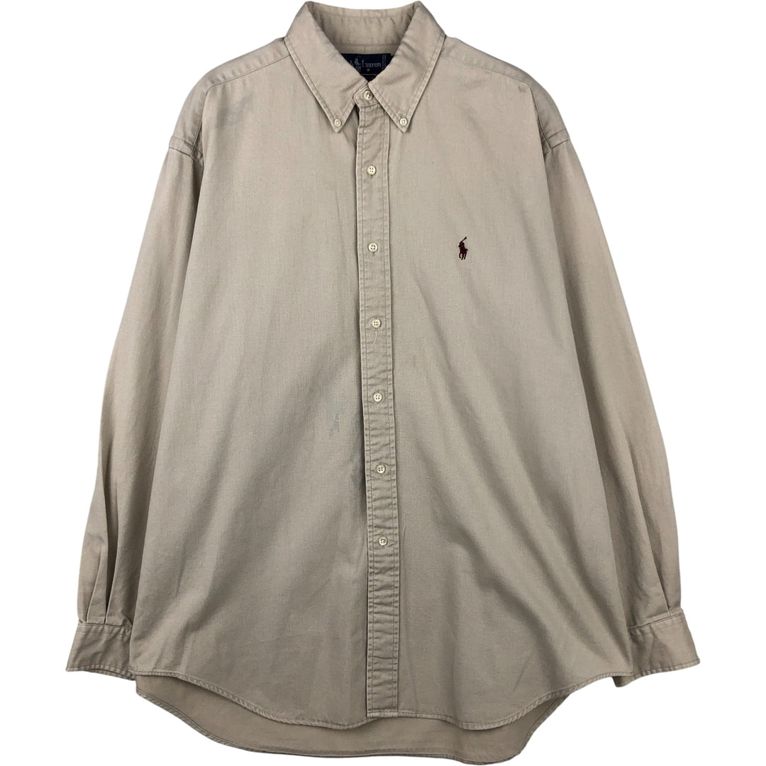 Ralph Lauren long sleeve button down shirt, men's size L cotton Beige type Vintage Second Hand