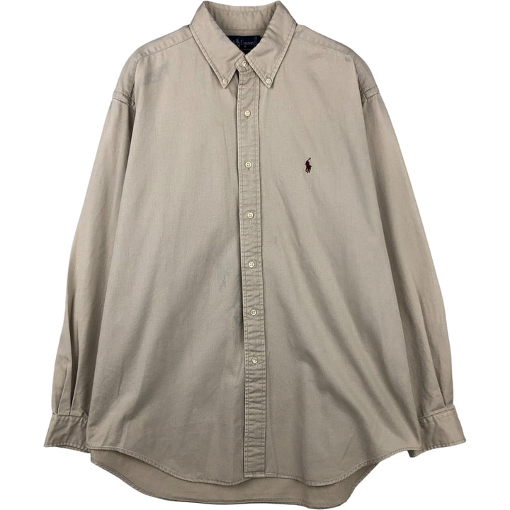Ralph Lauren long sleeve button down shirt, men's size L cotton Beige type Vintage Second Hand