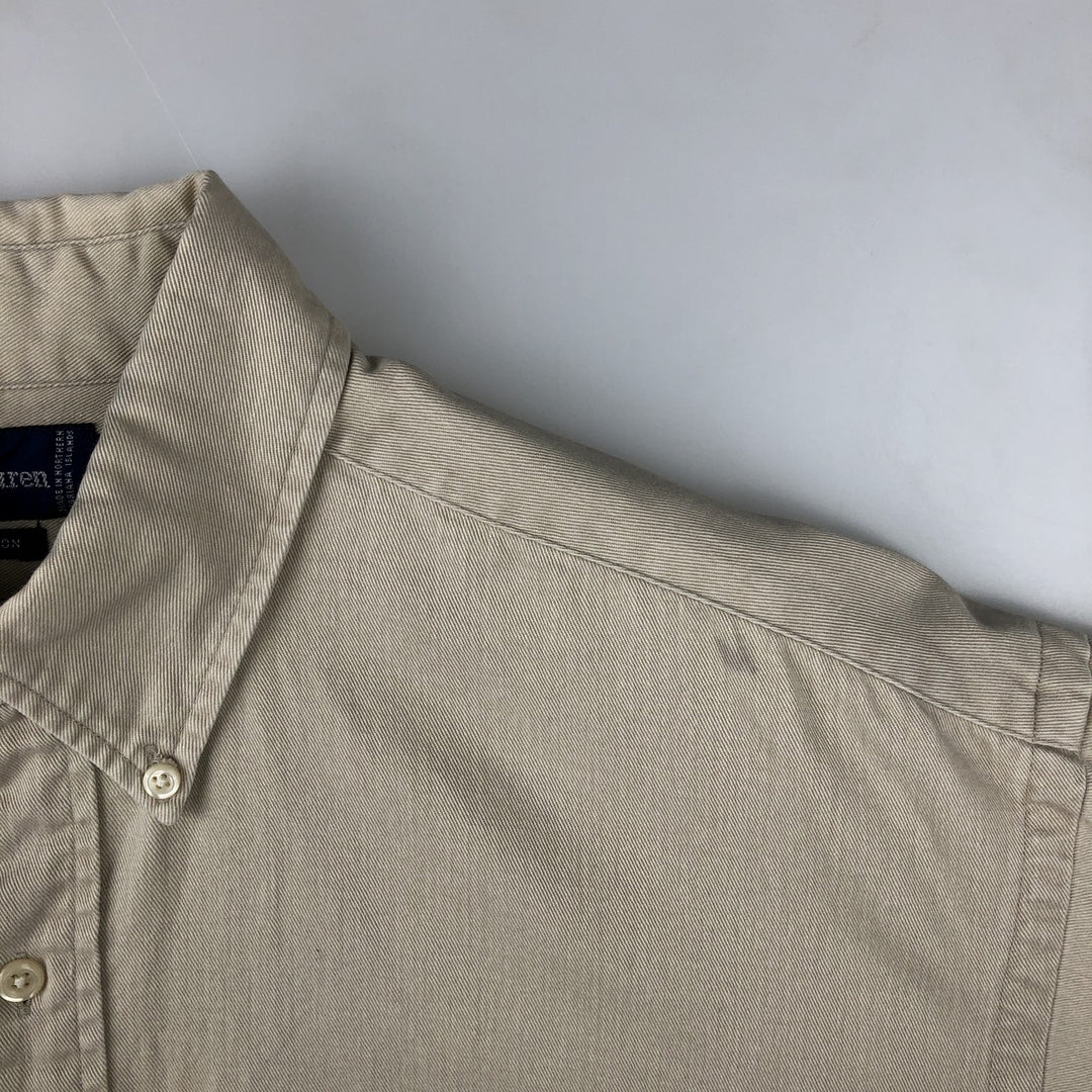 Ralph Lauren long sleeve button down shirt, men's size L cotton Beige type Vintage Second Hand