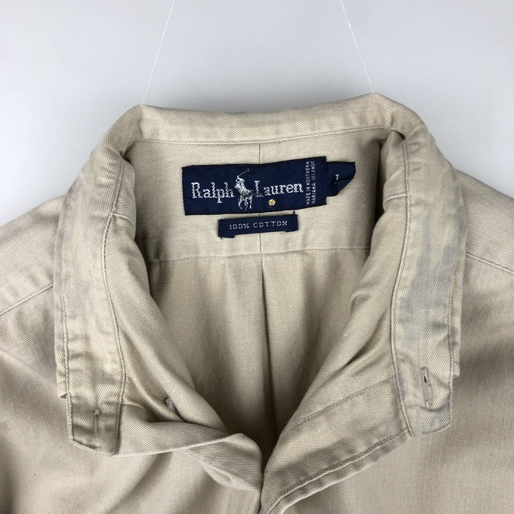 Ralph Lauren long sleeve button down shirt, men's size L cotton Beige type Vintage Second Hand