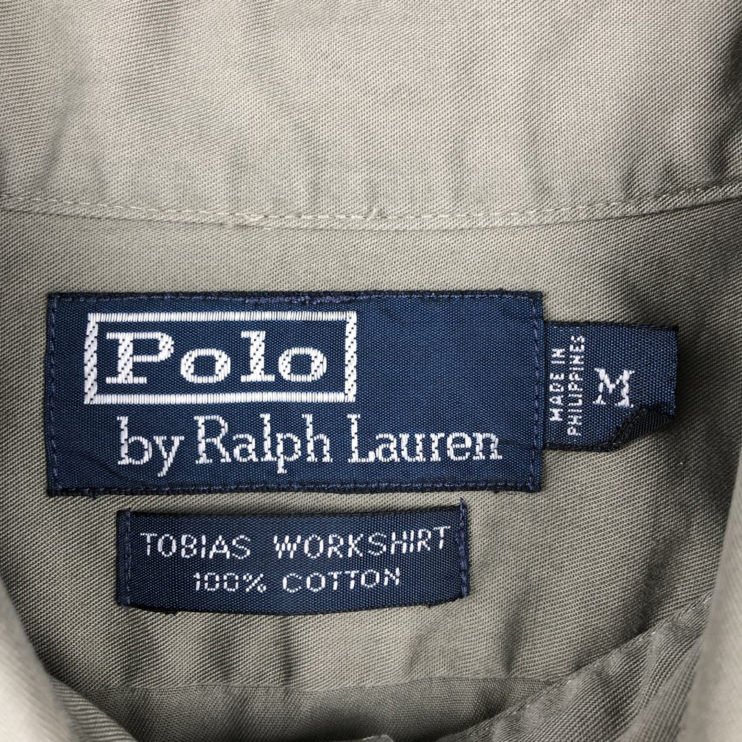 Ralph Lauren POLO by Ralph Lauren TOBIAS WORKSHIRT long-sleeved cotton shirt, men's size M cotton Khaki type Vintage Second Hand