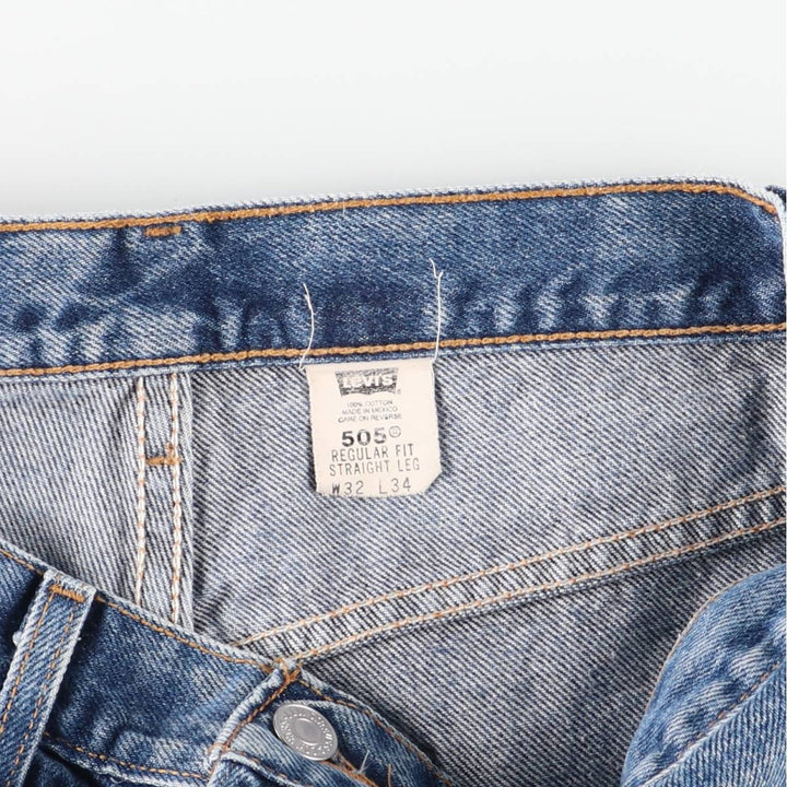 00'S Levi's 505 REGULAR FIT STRAIGHT LEG tapered denim pants for men, size w32 cotton blue type Vintage Second Hand