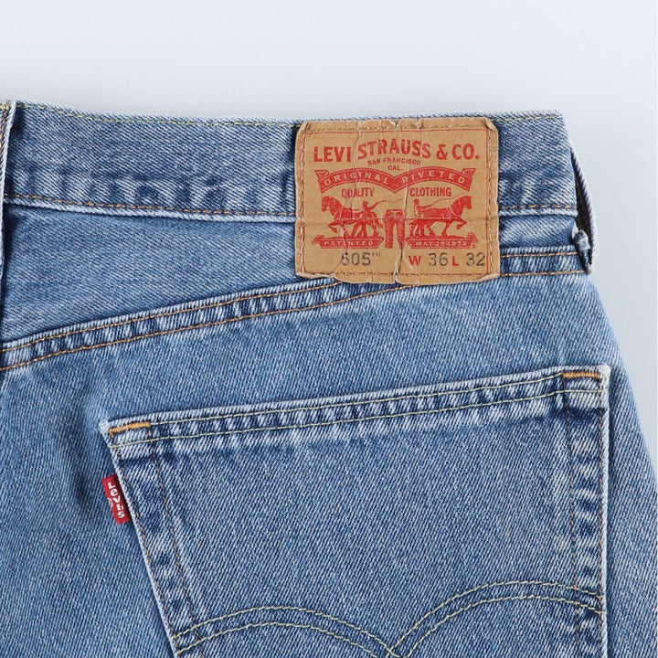 Levi's 505 tapered denim pants for men, size w36 cotton blue type Vintage Second Hand