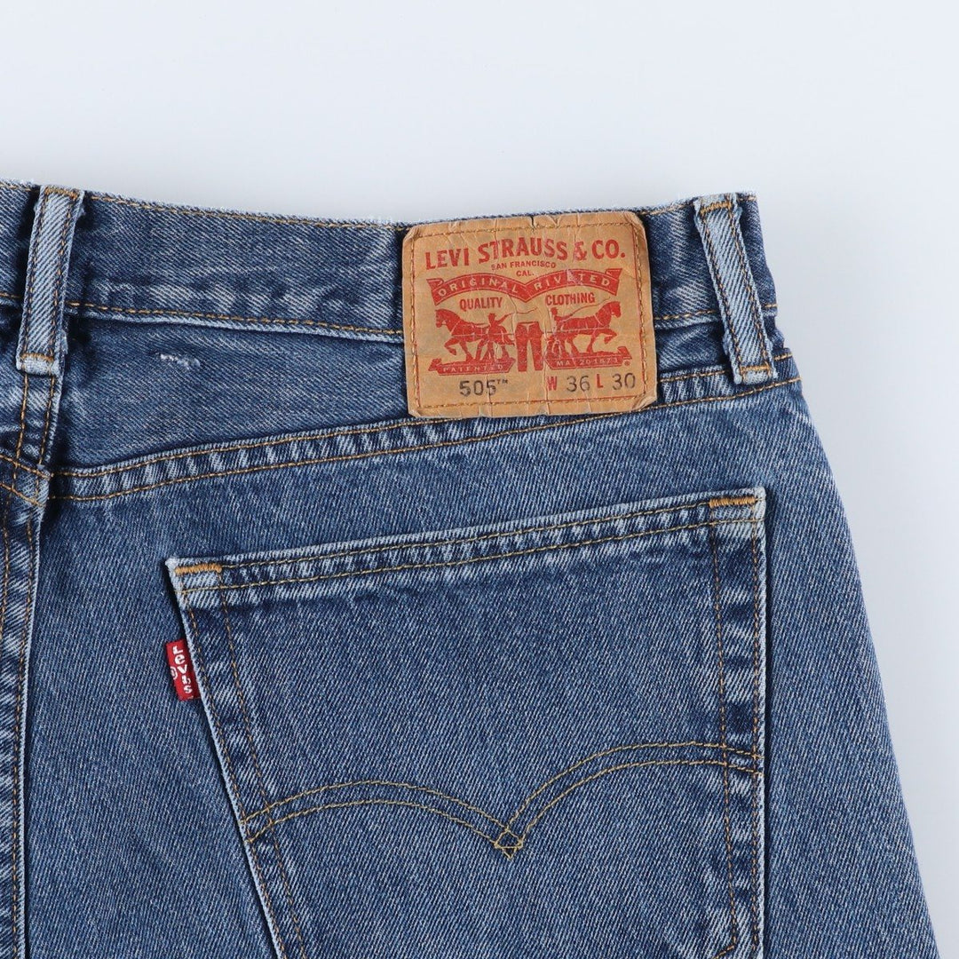 Levi's 505 tapered denim pants for men, size w36 cotton blue type Vintage Second Hand