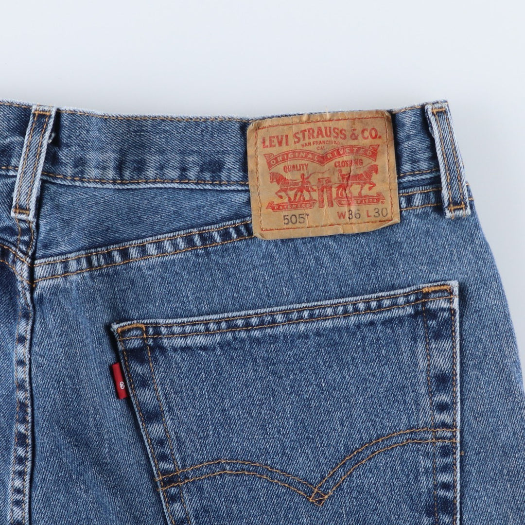 Levi's 505 tapered denim pants for men, size w37 cotton blue type Vintage Second Hand
