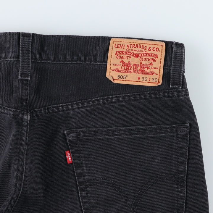 Levi's 505 REGULAR FIT black denim tapered denim pants for men, size w37 cotton black type Vintage Second Hand