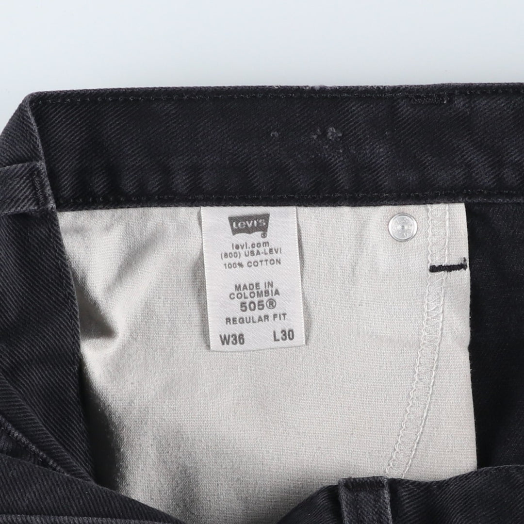 Levi's 505 REGULAR FIT black denim tapered denim pants for men, size w37 cotton black type Vintage Second Hand