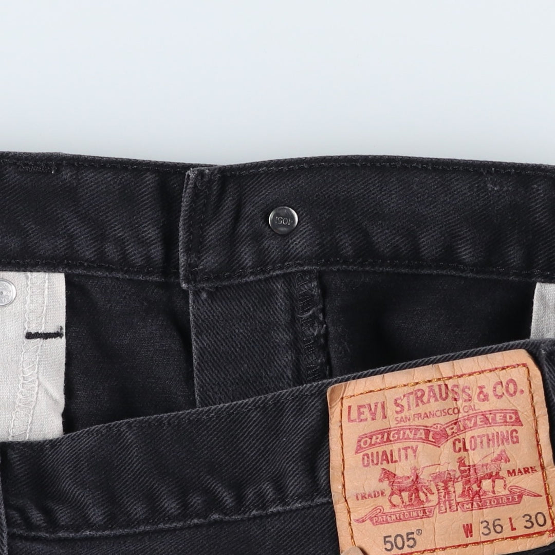 Levi's 505 REGULAR FIT black denim tapered denim pants for men, size w37 cotton black type Vintage Second Hand