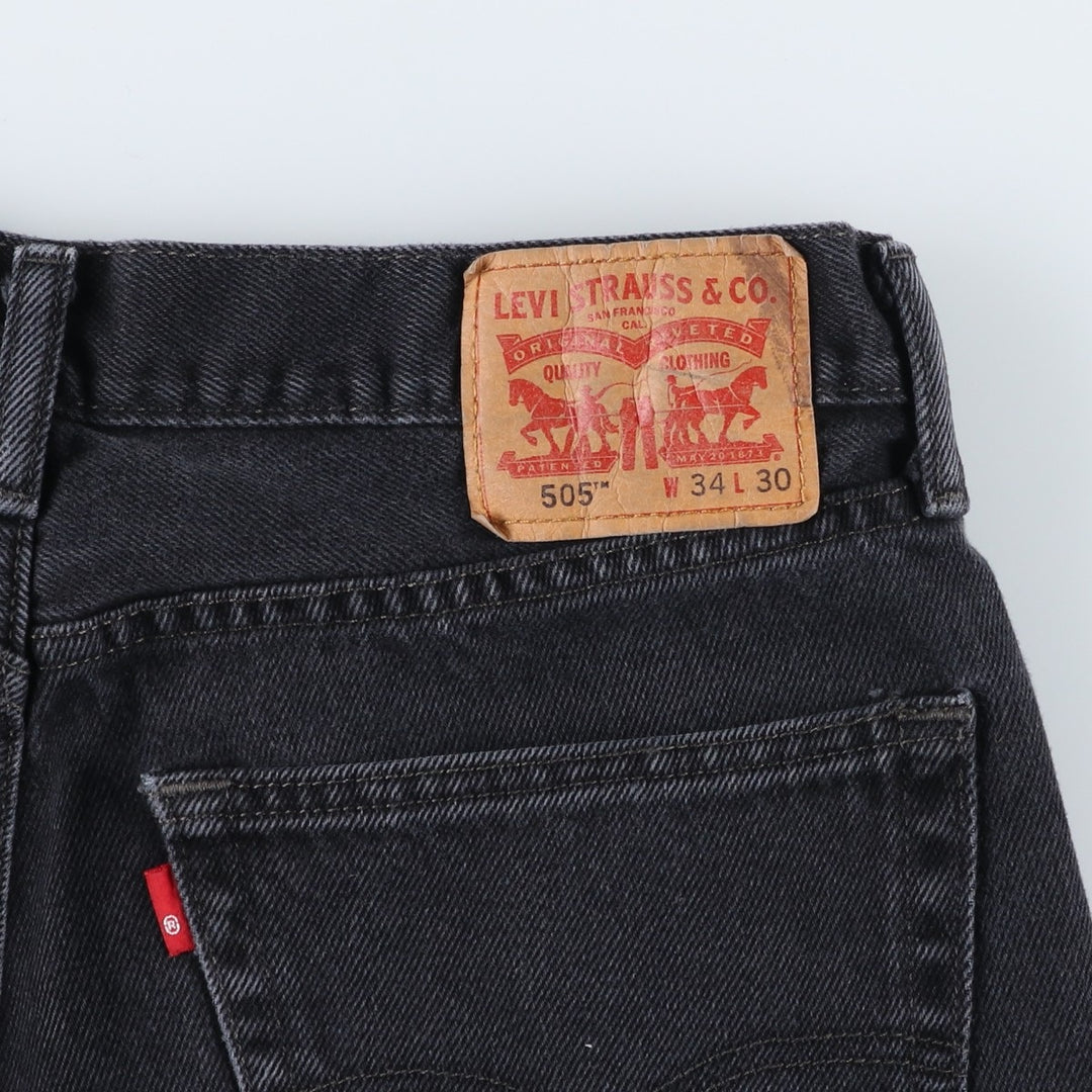 Levi's 505 Black Denim Tapered Denim Pants for Men, W33 equivalent cotton black type Vintage Second Hand