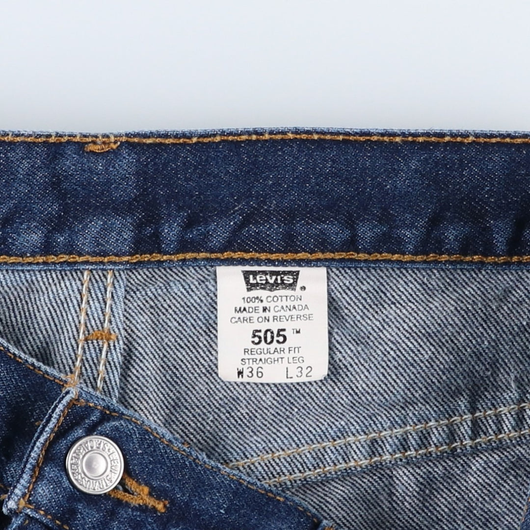 2000'S Levi's 00505-0216 Regular Fit Straight Leg Tapered Denim Pants, Made in Canada, Men's Size 34 cotton navy blue type Vintage Second Hand