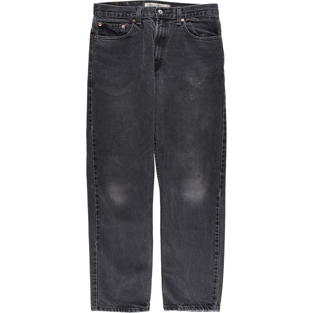 Levi's 505 REGULAR FIT black denim tapered denim pants for men, size w33 cotton black type Vintage Second Hand