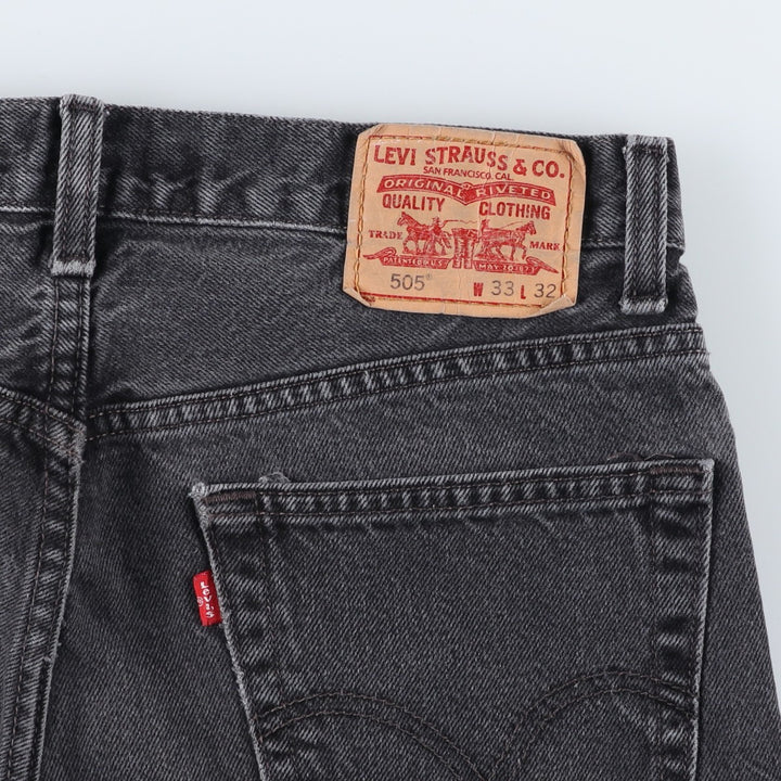 Levi's 505 REGULAR FIT black denim tapered denim pants for men, size w33 cotton black type Vintage Second Hand