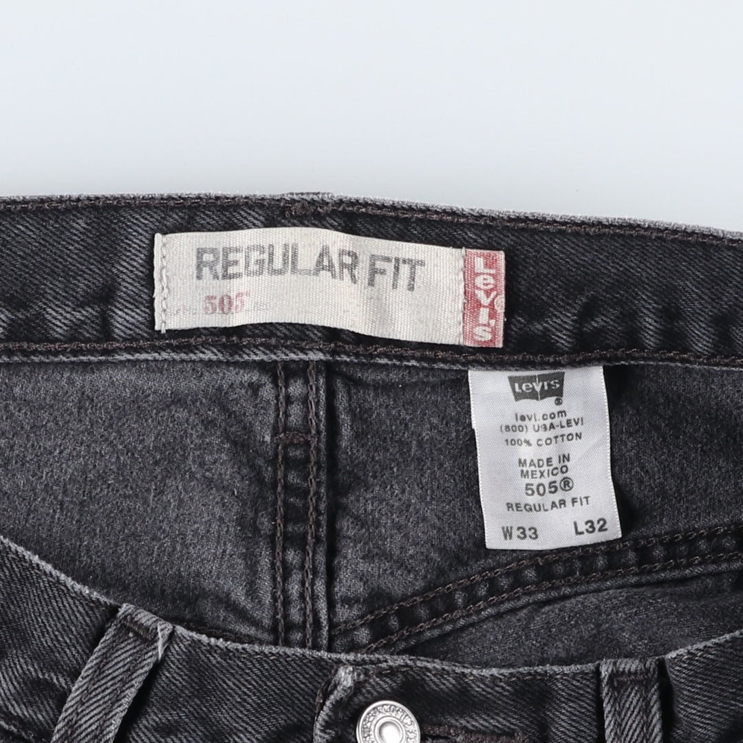 Levi's 505 REGULAR FIT black denim tapered denim pants for men, size w33 cotton black type Vintage Second Hand