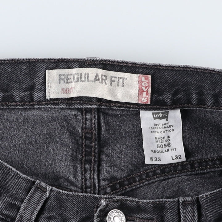 Levi's 505 REGULAR FIT black denim tapered denim pants for men, size w33 cotton black type Vintage Second Hand