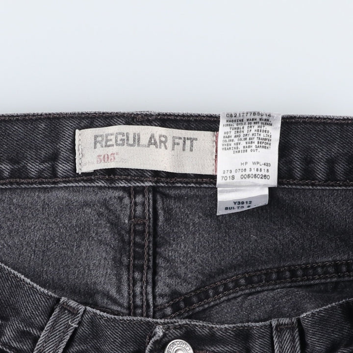 Levi's 505 REGULAR FIT black denim tapered denim pants for men, size w33 cotton black type Vintage Second Hand