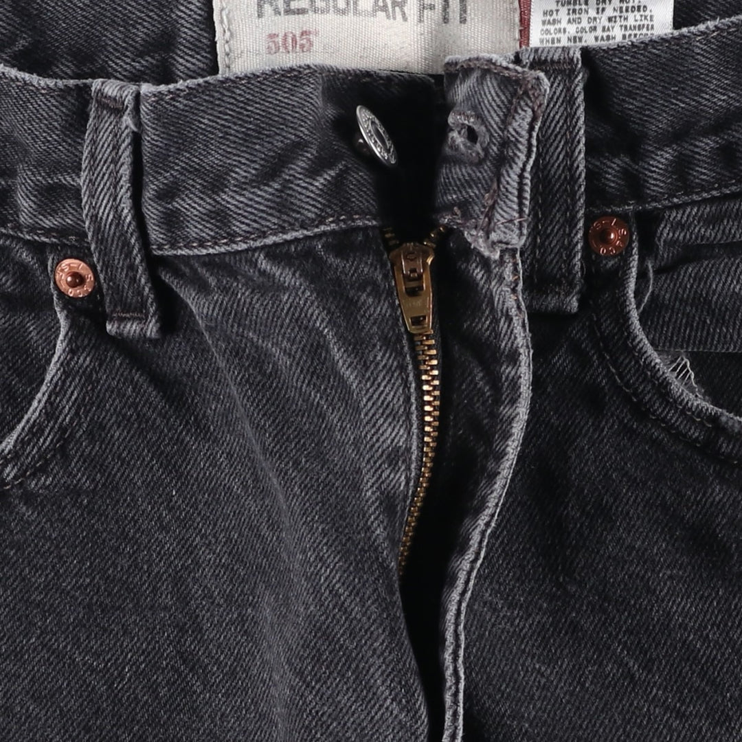Levi's 505 REGULAR FIT black denim tapered denim pants for men, size w33 cotton black type Vintage Second Hand
