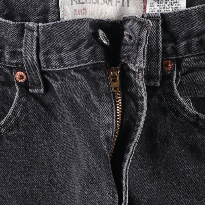 Levi's 505 REGULAR FIT black denim tapered denim pants for men, size w33 cotton black type Vintage Second Hand
