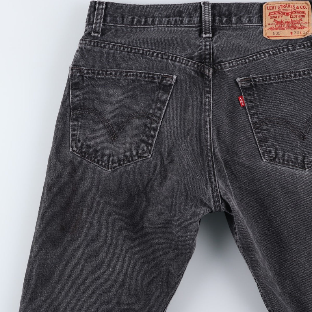 Levi's 505 REGULAR FIT black denim tapered denim pants for men, size w33 cotton black type Vintage Second Hand