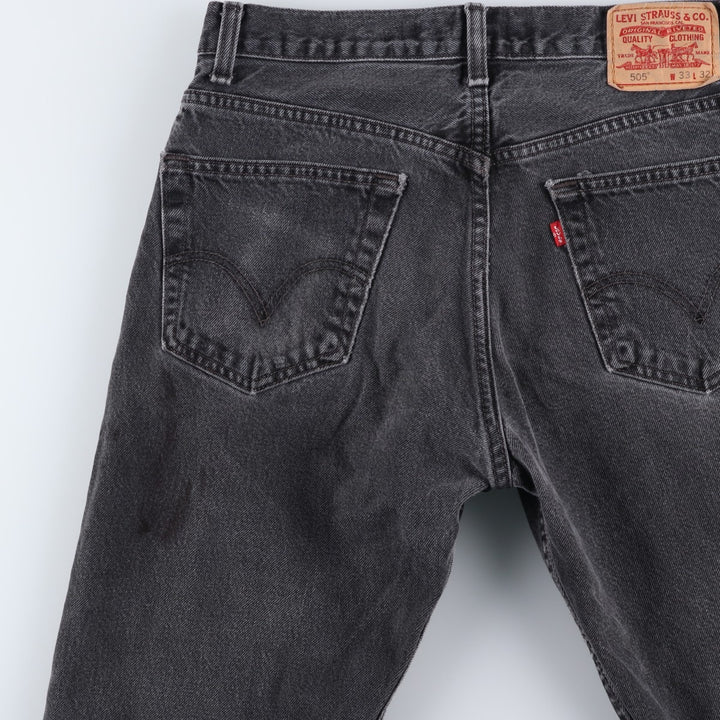 Levi's 505 REGULAR FIT black denim tapered denim pants for men, size w33 cotton black type Vintage Second Hand