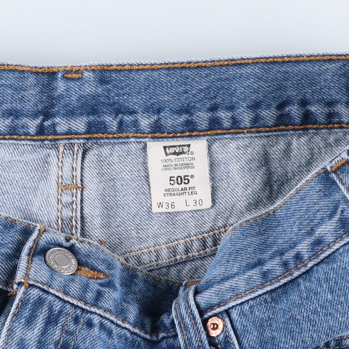 90s-00'S Levi's 00505-4891 Regular Fit Straight Leg Tapered Denim Pants, Made in Canada, Men's Size 35 cotton blue type Vintage Second Hand
