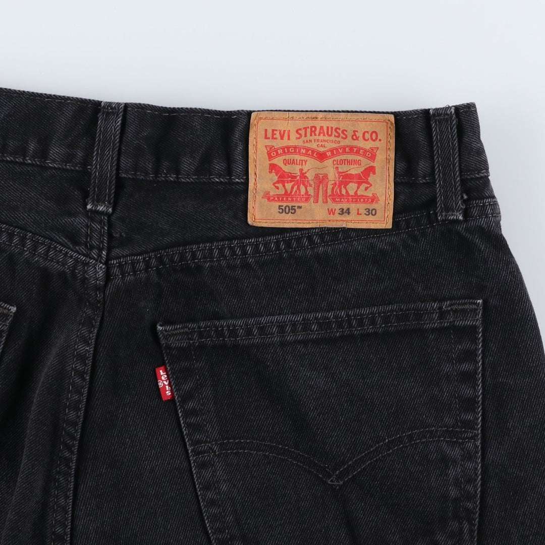 Levi's 505 Black Denim Tapered Denim Pants for Men, W34 equivalent cotton black type Vintage Second Hand