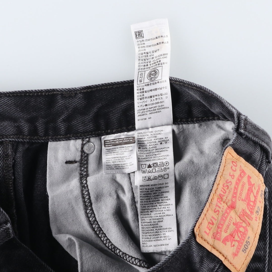 Levi's 505 Black Denim Tapered Denim Pants for Men, W31 equivalent cotton black type Vintage Second Hand