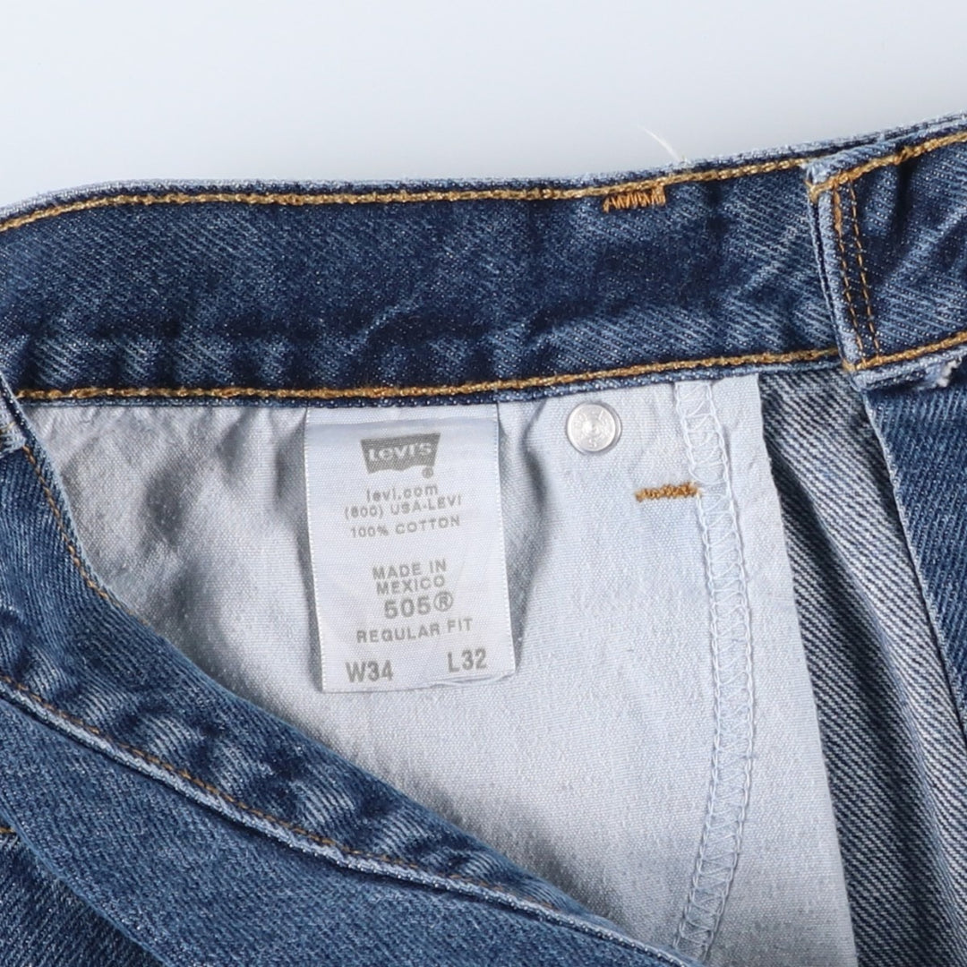 Levi's 505 REGULAR FIT tapered denim pants for men, size w34 cotton blue type Vintage Second Hand