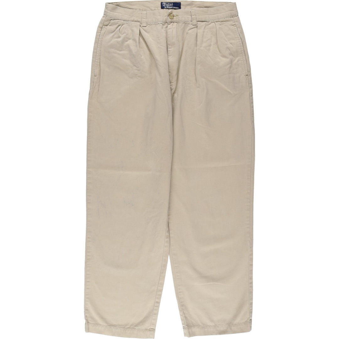 Ralph Lauren POLO by Ralph Lauren Two-pleat Chino Pants for Men, W32 equivalent cotton Beige type Vintage Second Hand