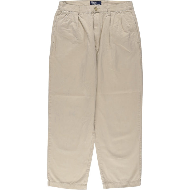Ralph Lauren POLO by Ralph Lauren Two-pleat Chino Pants for Men, W32 equivalent cotton Beige type Vintage Second Hand