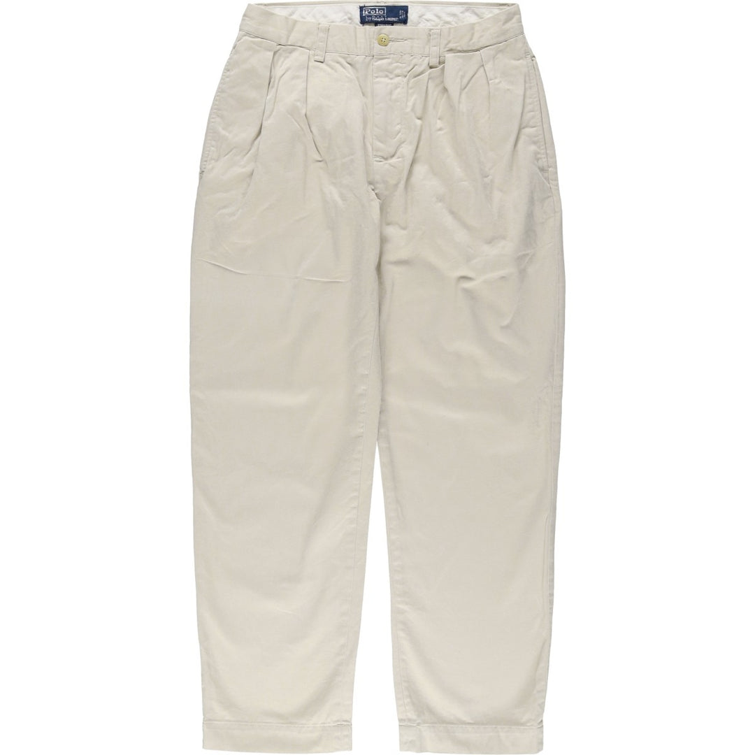 Ralph Lauren POLO by Ralph Lauren ETHAN PANT Two-pleat Chino Pants Men's W30 equivalent cotton ivory Vintage Second Hand