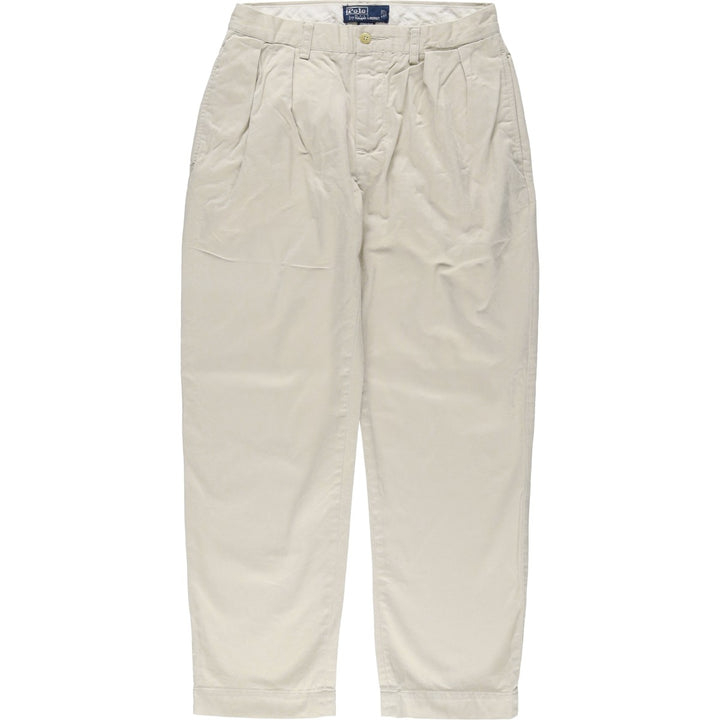 Ralph Lauren POLO by Ralph Lauren ETHAN PANT Two-pleat Chino Pants Men's W30 equivalent cotton ivory Vintage Second Hand