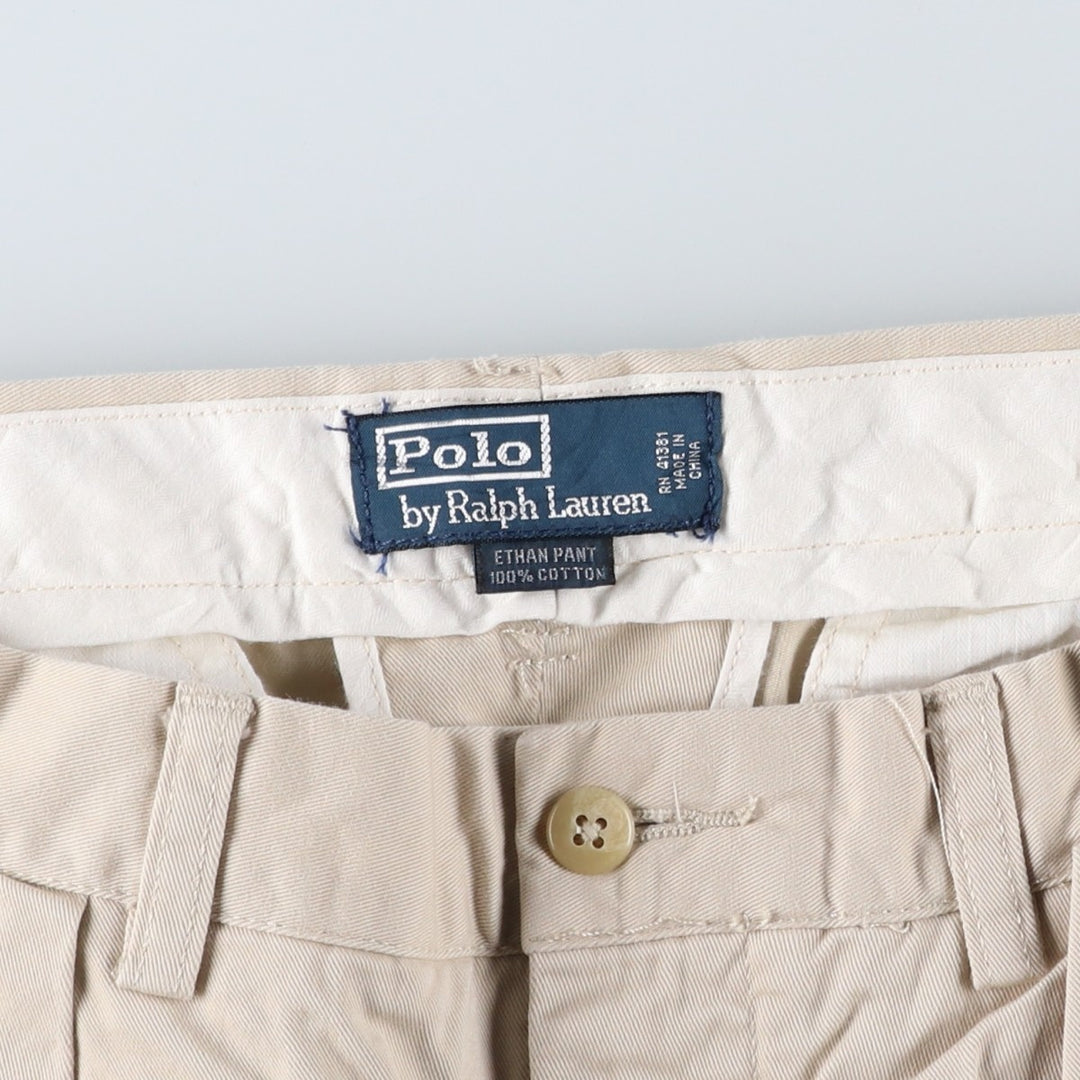 Ralph Lauren POLO by Ralph Lauren ETHAN PANT Two-pleat Chino Pants Men's W30 equivalent cotton ivory Vintage Second Hand