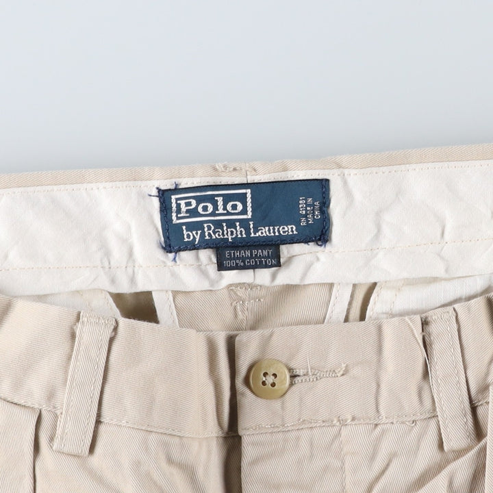 Ralph Lauren POLO by Ralph Lauren ETHAN PANT Two-pleat Chino Pants Men's W30 equivalent cotton ivory Vintage Second Hand