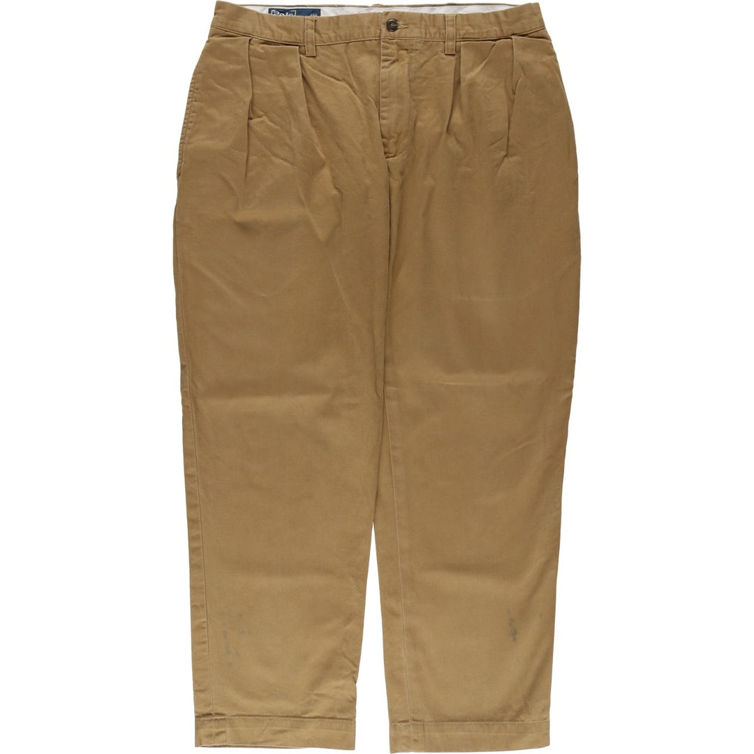 Ralph Lauren POLO by Ralph Lauren ETHAN PANT Two-pleat chino pants for men, size W34 cotton beige type brown Vintage Second Hand