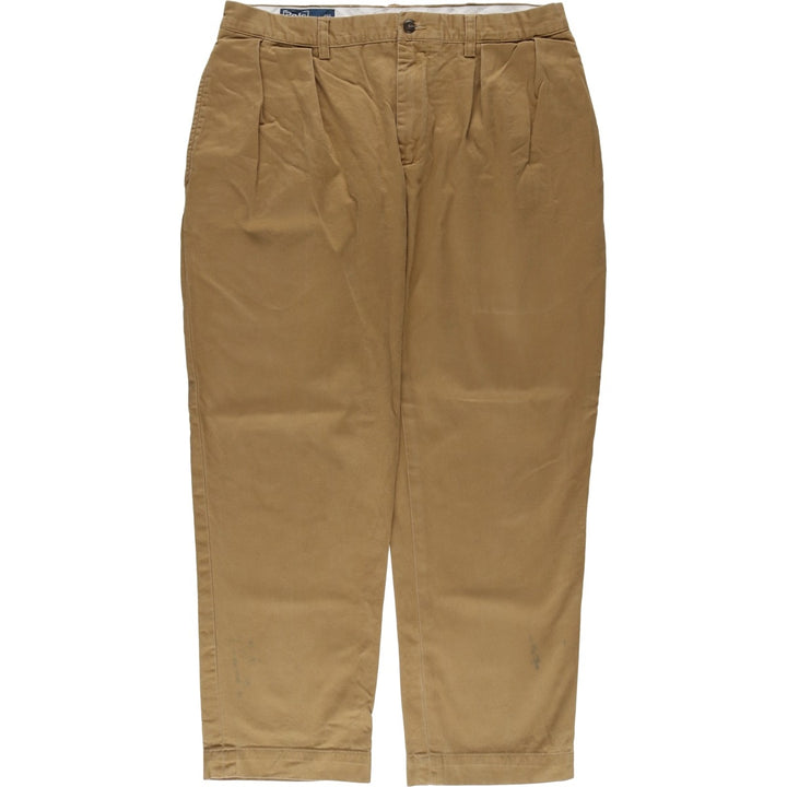Ralph Lauren POLO by Ralph Lauren ETHAN PANT Two-pleat chino pants for men, size W34 cotton beige type brown Vintage Second Hand