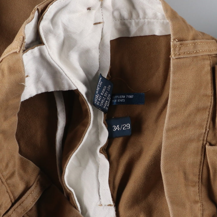 Ralph Lauren POLO by Ralph Lauren ETHAN PANT Two-pleat chino pants for men, size W34 cotton beige type brown Vintage Second Hand