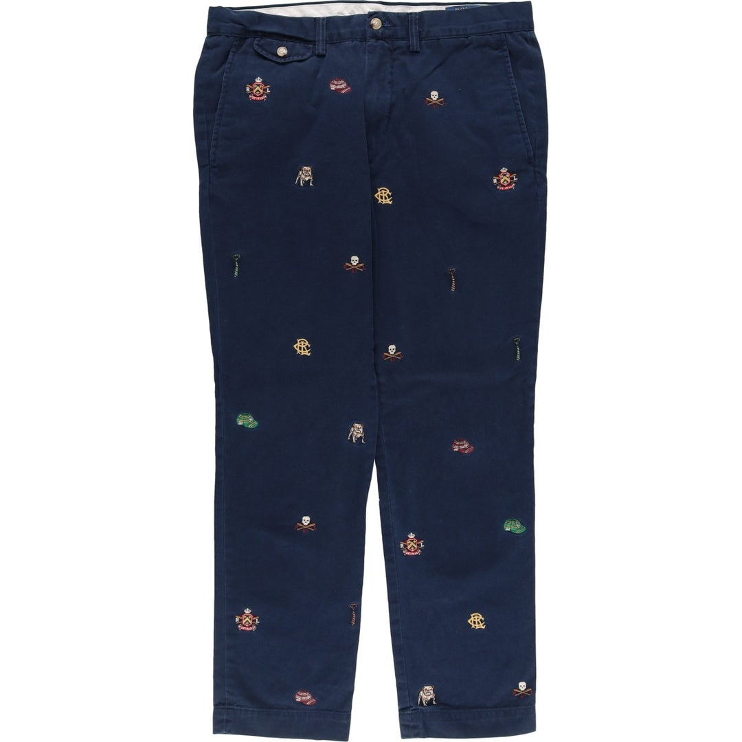 Ralph Lauren POLO RALPH LAUREN all-over print chino pants, men's size W34 cotton navy blue type Vintage Second Hand