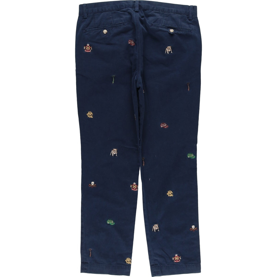 Ralph Lauren POLO RALPH LAUREN all-over print chino pants, men's size W34 cotton navy blue type Vintage Second Hand
