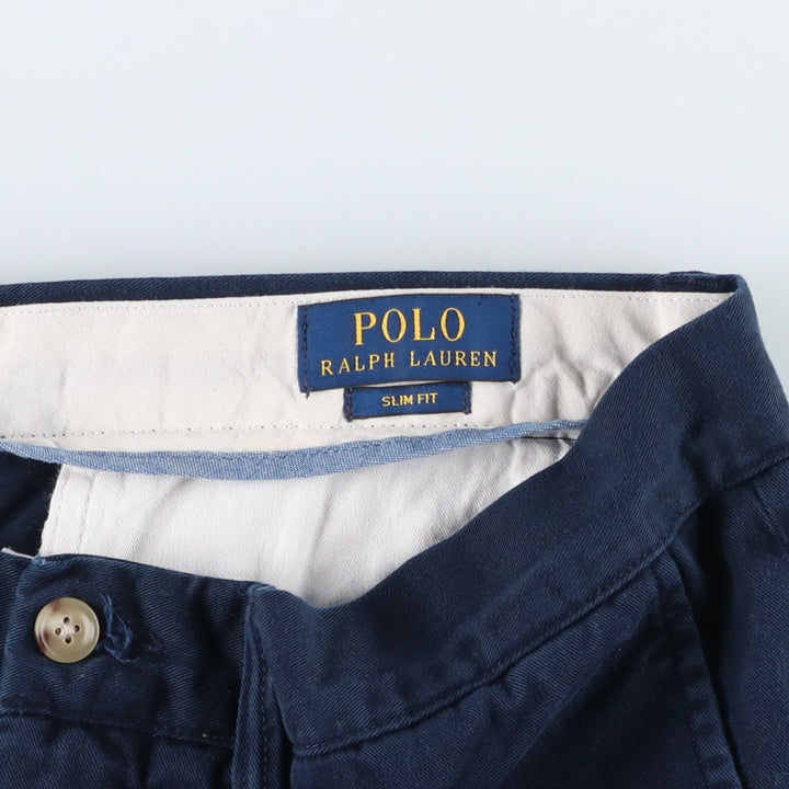 Ralph Lauren POLO RALPH LAUREN all-over print chino pants, men's size W34 cotton navy blue type Vintage Second Hand