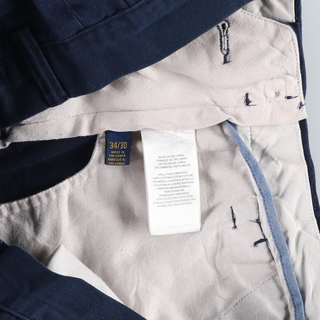 Ralph Lauren POLO RALPH LAUREN all-over print chino pants, men's size W34 cotton navy blue type Vintage Second Hand
