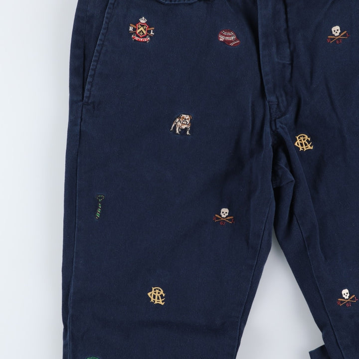 Ralph Lauren POLO RALPH LAUREN all-over print chino pants, men's size W34 cotton navy blue type Vintage Second Hand