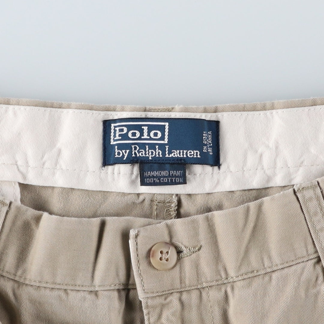 Ralph Lauren POLO by Ralph Lauren HAMMOND PANT, two-pleat chino pants, men's w35 equivalent cotton Beige type Vintage Second Hand