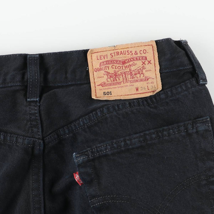 Levi's 501 Euro Model Black Denim Straight Leg Denim Pants, Made in the UK, Men's Size W31 cotton black type Vintage Second Hand